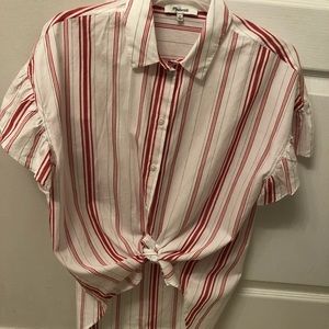 Madewell red and white blouse
